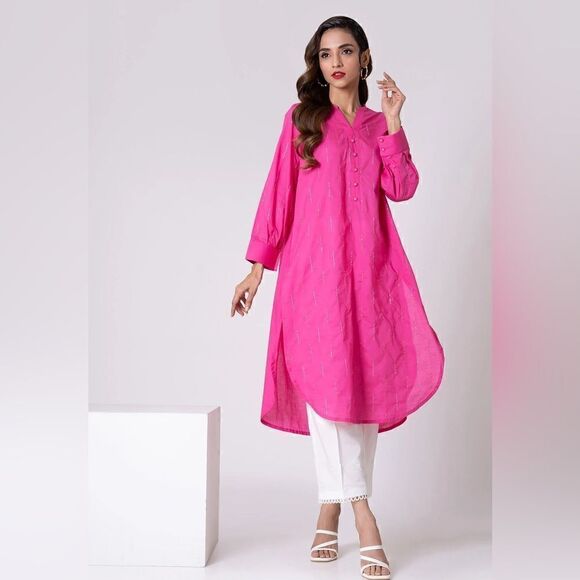 KHAADI PAKISTANI DESIGNER WEAR 2 PIECE KURTA DRESS AND PANTS - Picture 1 of 4